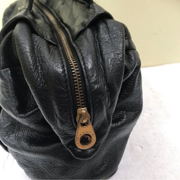 Marc By Marc Jacobs Black Pebble Leather Satchel Bag Shoulder Zipper Logo Hobo - Picture 5 of 16